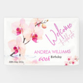 Welkom Orchidee Bloesems 60ste verjaardag Spandoek (Horizontaal)
