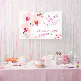 Welkom Orchidee Bloesems 60ste verjaardag Spandoek
