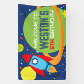 Welkom Outer Space Rocket Verjaardagsbanner Spandoek (Verticaal)