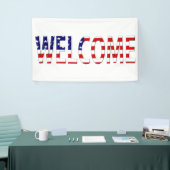 Welkom overlay op de vlag van de VS (h) Spandoek (Beurs)