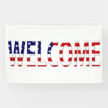 Welkom overlay op de vlag van de VS (h)