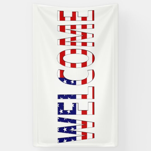 Welkom overlay op de vlag van de VS (h) Spandoek (Verticaal)