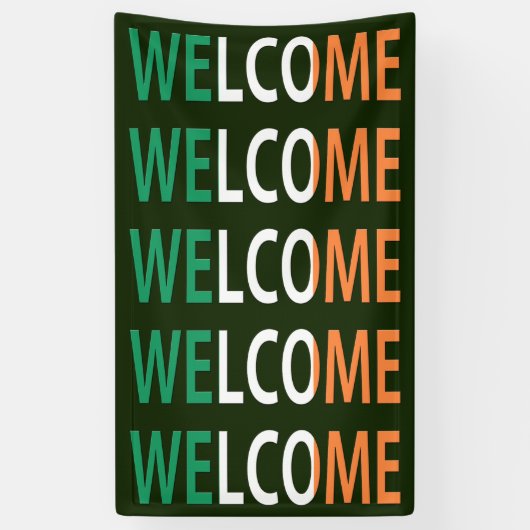 Welkom overlay op Ierse Vlag (v) bnrt Spandoek (Verticaal)
