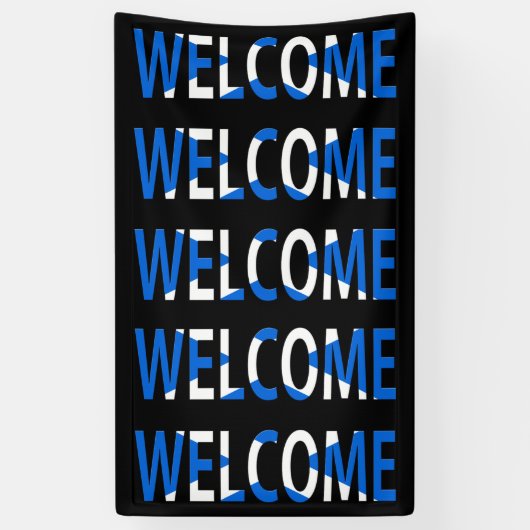 Welkom overlay op Schotse vlag (v) brcnt Spandoek (Verticaal)