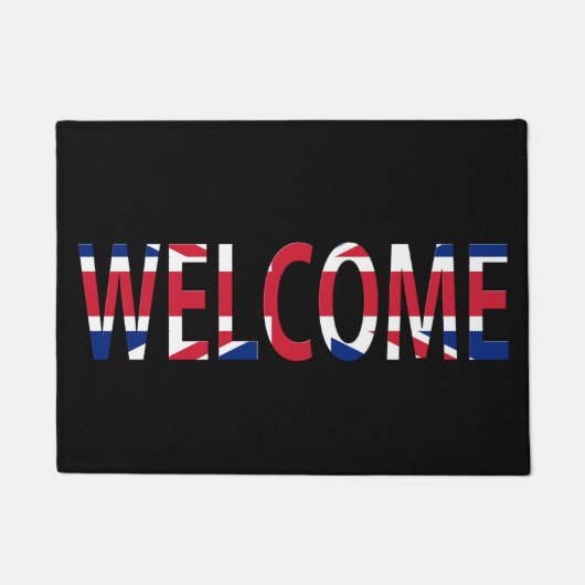 Welkom overlay op Union Jack Flag dmt Deurmat (Voorkant)