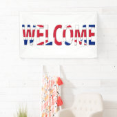 Welkom overlay op Union Jack Flag (h) bnrcnt Spandoek (Insitu)