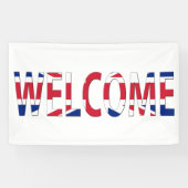 Welkom overlay op Union Jack Flag (h) bnrcnt Spandoek (Horizontaal)