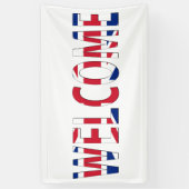 Welkom overlay op Union Jack Flag (h) bnrcnt Spandoek (Verticaal)
