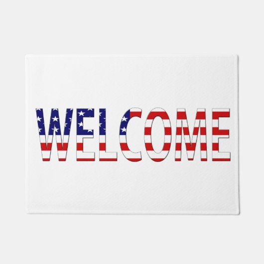 Welkom overlay op USA Flag dmcnt Deurmat (Voorkant)