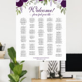 Welkom! Paarse Rozen Alfabetische Zitting Grafiek Poster (Thuiskantoor)