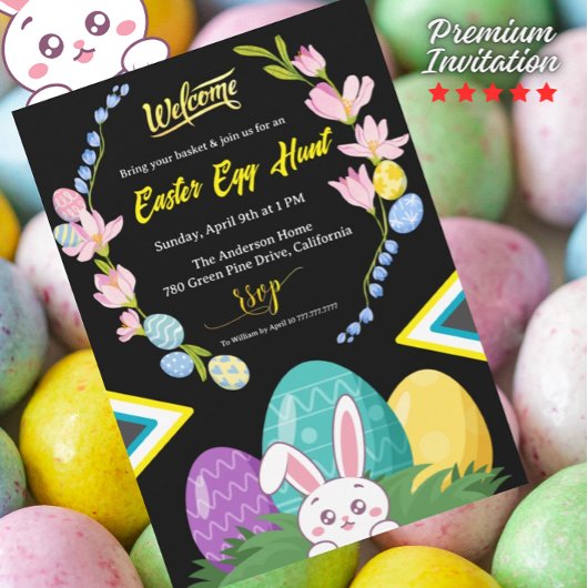 Welkom Paaseierjacht met Bunny & Floral Degien Kaart