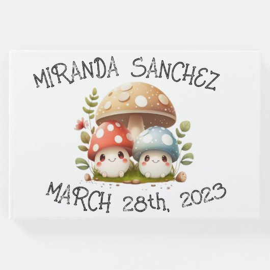 Welkom paddenstoel-Baby shower Gastenboek (Voorkant)