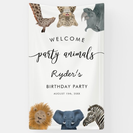 Welkom partij dieren Safari Birthday Party Spandoek (Verticaal)