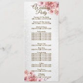 Welkom Party Bruiloft Roze Waterverf Bloem Glanzen Programmakaart (Achterkant)