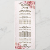 Welkom Party Bruiloft Roze Waterverf Bloem Glanzen Programmakaart (Achterkant)