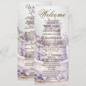 Welkom Party Cake Lavendel Bloemen Elegante Bruilo Programmakaart (Voorkant / Achterkant)