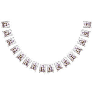 Welkom Party Cake Lavendel Bloemen Waterverf Vlaggetjes