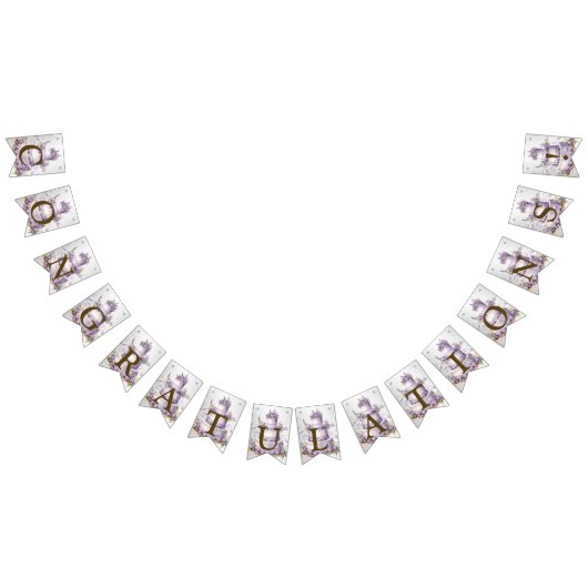 Welkom Party Cake Lavendel Bloemen Waterverf Vlaggetjes (Alle)