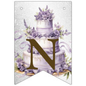 Welkom Party Cake Lavendel Bloemen Waterverf Vlaggetjes (Derde vlag)