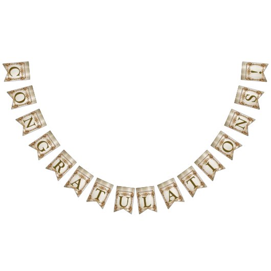 Welkom Party Goud  Rechthoek Dimond Flowers Vlaggetjes (Alle)