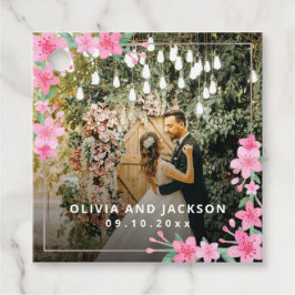 Welkom Party Roze Bloemen Gouden Lijst bruiloft Bedankjes Labels