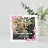 Welkom Party Roze Bloemen Gouden Lijst bruiloft Bedankkaart (Staand voorkant)