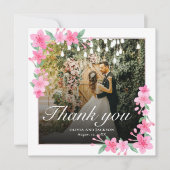 Welkom Party Roze Bloemen Gouden Lijst bruiloft Bedankkaart (Voorkant)