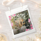 Welkom Party Roze Bloemen Gouden Lijst bruiloft Bedankzakje (Geknipt)
