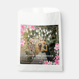 Welkom Party Roze Bloemen Gouden Lijst bruiloft Bedankzakje