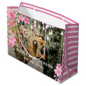 Welkom Party Roze Bloemen Gouden Lijst bruiloft Groot Cadeauzakje (Achterkant Gekanteld)