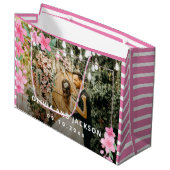 Welkom Party Roze Bloemen Gouden Lijst bruiloft Groot Cadeauzakje (Voorkant Gekanteld)