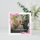 Welkom Party Roze Bloemen Gouden Lijst bruiloft Kaart (Staand voorkant)