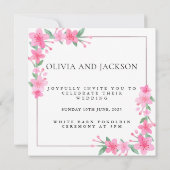 Welkom Party Roze Bloemen Gouden Lijst bruiloft Kaart (Achterkant)