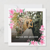 Welkom Party Roze Bloemen Gouden Lijst bruiloft Kaart (Voorkant)