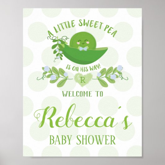 Welkom Party Signs Sweet Pea Baby shower Boy Poster (Voorkant)