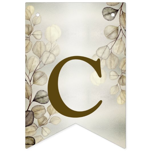 Welkom Party Waterverf Golden Eucalyptus Foliage Vlaggetjes (Eerste vlag)