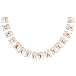 Welkom Party Waterverf Peach White Flowers Vlaggetjes