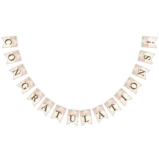 Welkom Party Waterverf Peach White Flowers Vlaggetjes (Alle)