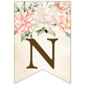 Welkom Party Waterverf Peach White Flowers Vlaggetjes (Derde vlag)