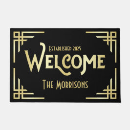Welkom Pas getrouwd Gift Art Deco Goud Zwart Gatsb Deurmat
