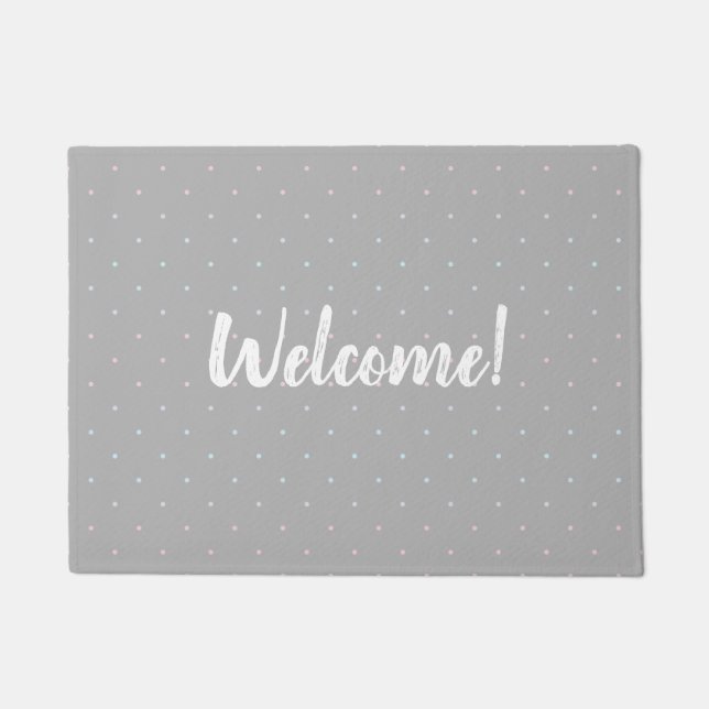 Welkom Pastel Dot Pattern Deur Mat (Voorkant)