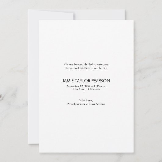 Welkom Photo Handlettering Trendy Script Baby Bedankkaart (Achterkant)