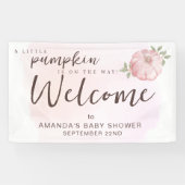 Welkom Pink Little Pumpkin Herfst Baby shower Spandoek (Horizontaal)