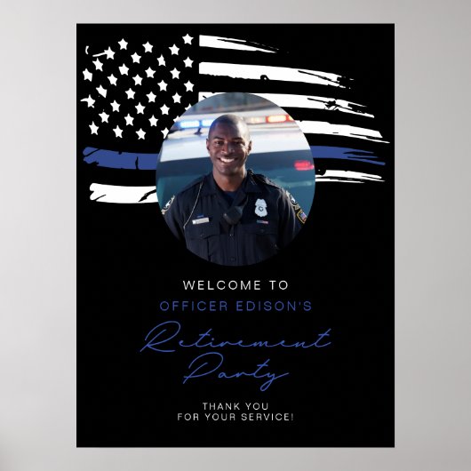 Welkom politie Thin Blue Line Flag Retirement Welk Poster (Voorkant)