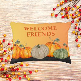 Welkom pompoenen herfstkleuren accent kussen