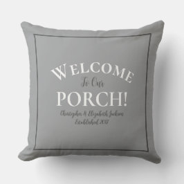 Welkom Porch Custom Trendy Gray Black Calligraphy Buitenkussen