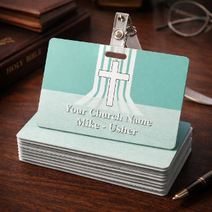 Welkom Portier van Teal White Christelijke Kerk Badge
