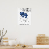 Welkom Poster Baby shower Blue Navy Elephant (Keuken)