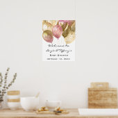 Welkom Poster Baby shower Roze gouden ballonnen (Keuken)