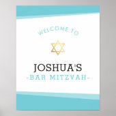 WELKOM POSTER bar mitzvah simpele turkooizen blauw (Voorkant)
